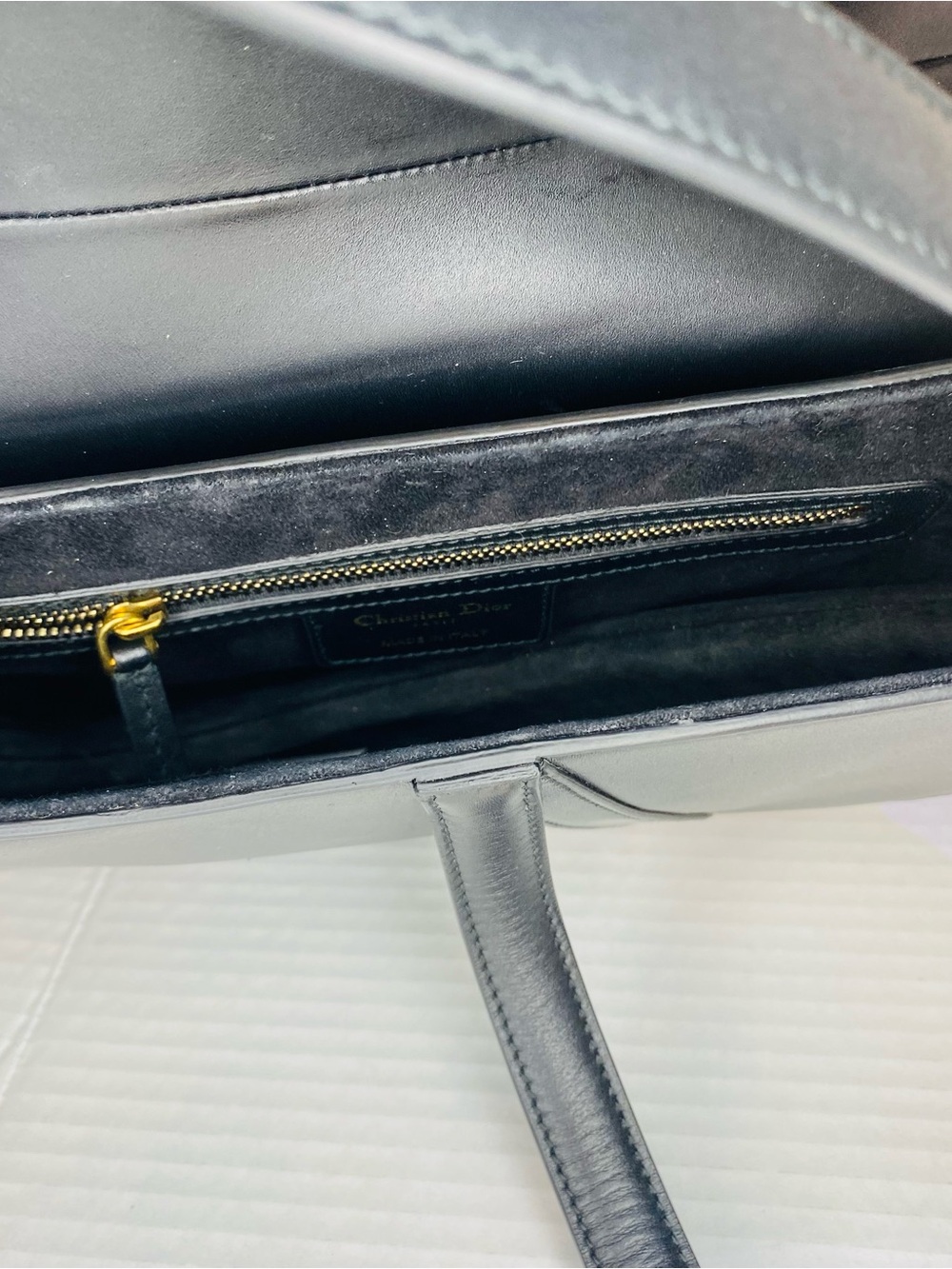 Dior Black Saddle Shoulder Bag with Gold 'D' Charm - Picture 10 of 13